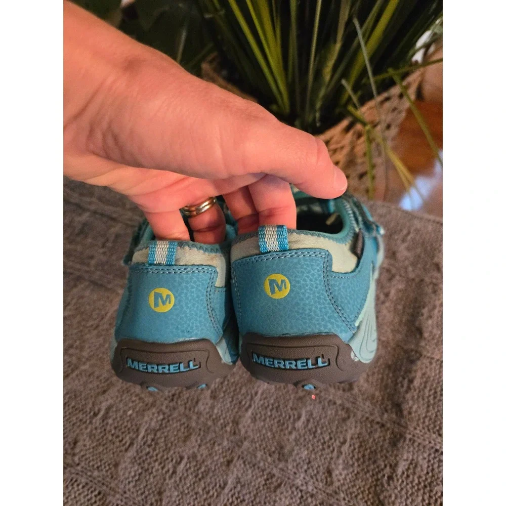 MERRELL Hydro H2O Hiker Kids Blue Teal Leather Mesh Water Sandals Size 5W